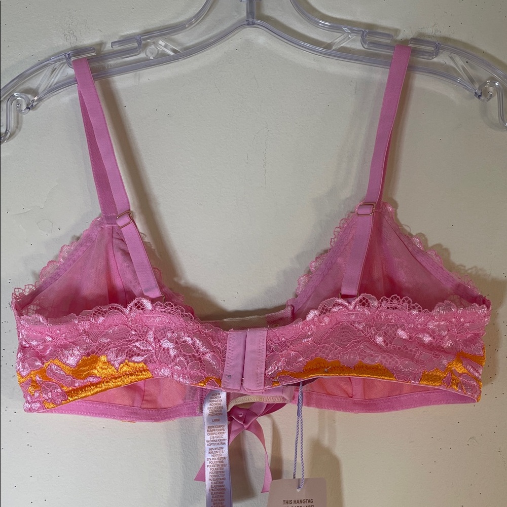 Savage X Fenty Pink and Orange Lace’d Up Bralette. Large. NWT. - Picture 9 of 10